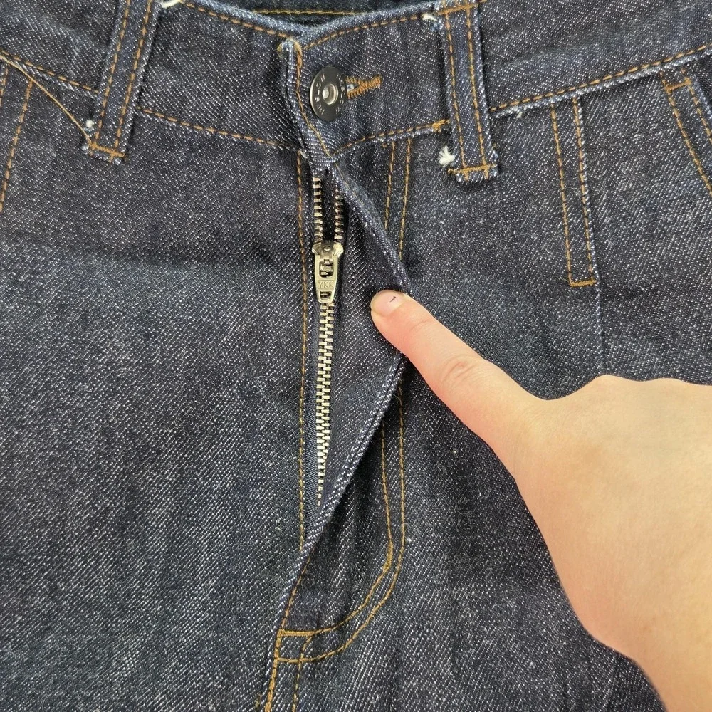Beslow Jeans Mens Selvedge Blue Baggy Wide Leg Pleated Loose Hip Hop‎ Fits 26x26